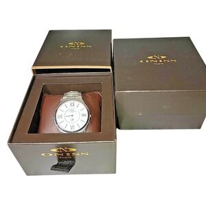 Men's Oniss Paris ON5549-MWT Watch NEW Silver Tone Stainless Steel 42mm.